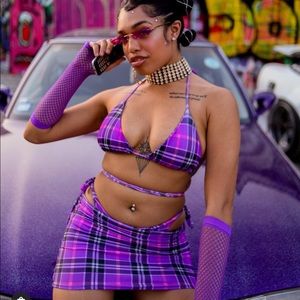 3 piece plaid bikini set